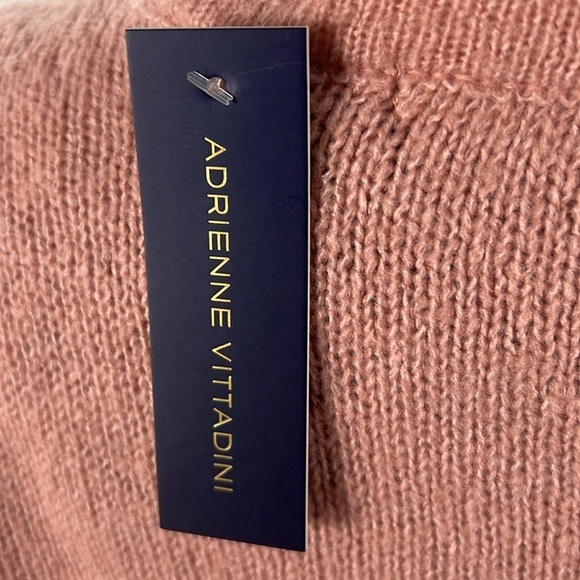 Adrienne Vittadini Pink Ruffle Shoulder Rhinestone Knit Sweater Size Large New - Picture 9 of 17